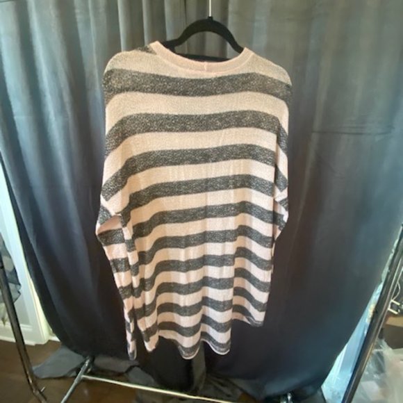 Womens BDG Brand Lightweight Sweater, Size L Pink and Black Stripe - Picture 2 of 5